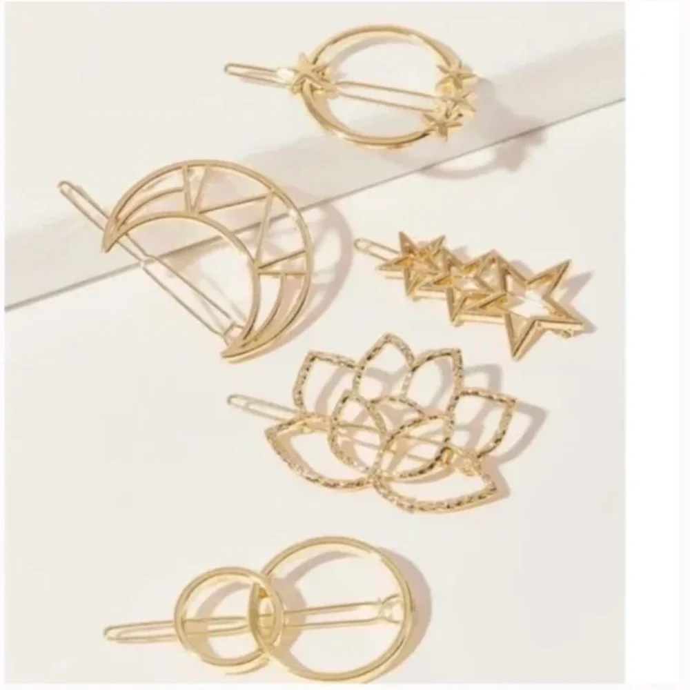FREE Lotus Floral Star Moon Hipster Hippie Art Deco Farm Hip Boho Hair Clips Set